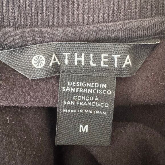 Athleta Sweatshirt Womens Medium Black Triumph Hybrid 1/2 Zip Ladies Pullover - Picture 7 of 9